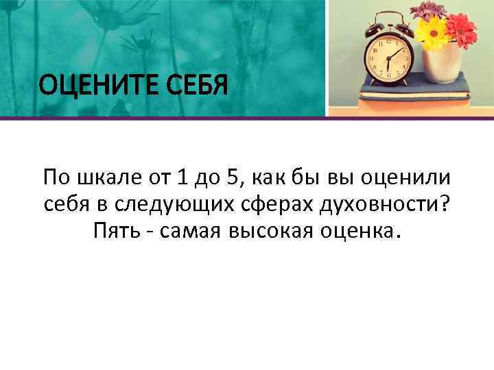 ОЦЕНИТЕ СЕБЯ По шкале от 1 до 5, как бы вы оценили себя в
