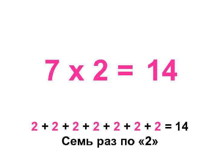 7 х 2 = 14 2 + 2 + 2 + 2 = 14