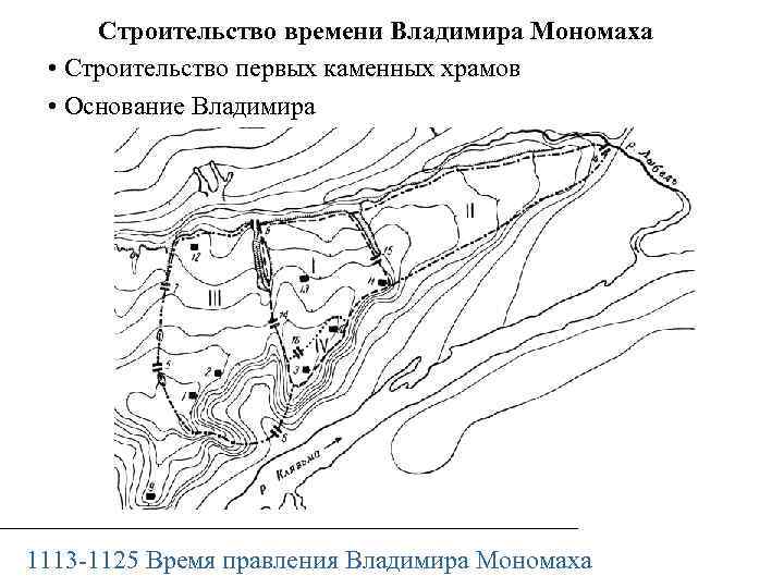 Строительство времени Владимира Мономаха • Строительство первых каменных храмов • Основание Владимира 1113 -1125