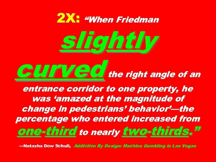 2 X: “When Friedman slightly curved the right angle of an entrance corridor to