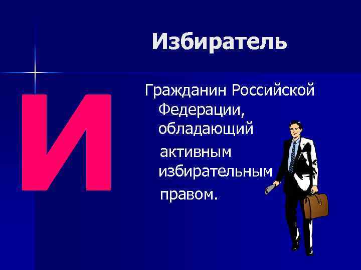 и Избиратель Гражданин Российской Федерации, обладающий активным избирательным правом. 