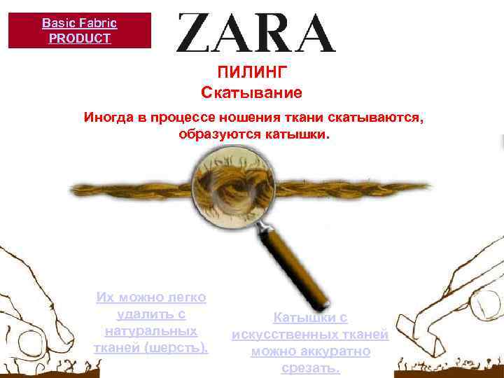Basic Fabric PRODUCT ПИЛИНГ Скатывание Иногда в процессе ношения ткани скатываются, образуются катышки. Их