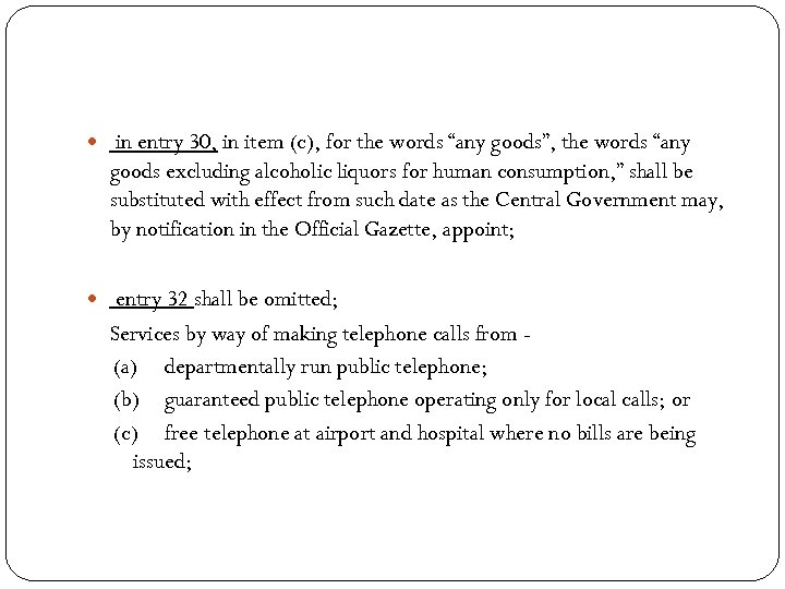  in entry 30, in item (c), for the words “any goods”, the words