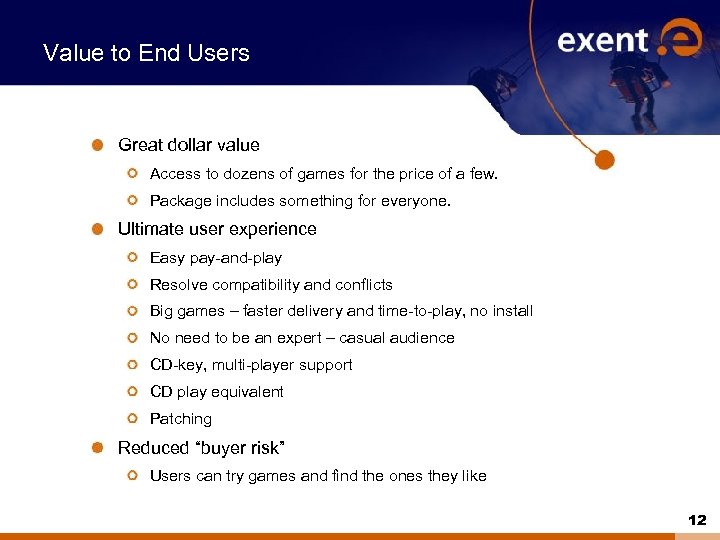 Value to End Users Great dollar value Access to dozens of games for the