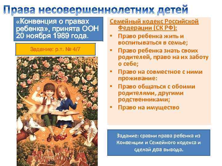  «Конвенция о правах ребенка» , принята ООН 20 ноября 1989 года. Задание: р.