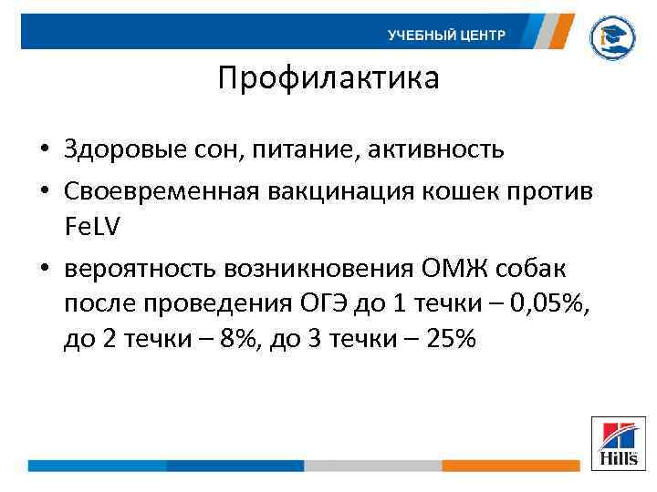 Профилактика • Здоровые сон, питание, активность • Своевременная вакцинация кошек против Fe. LV •