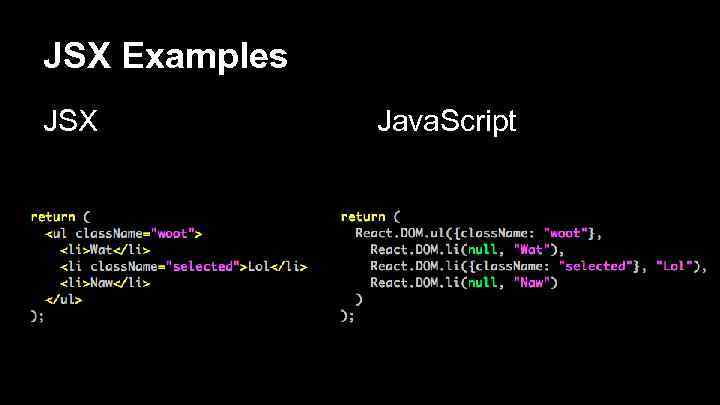 JSX Examples JSX Java. Script 