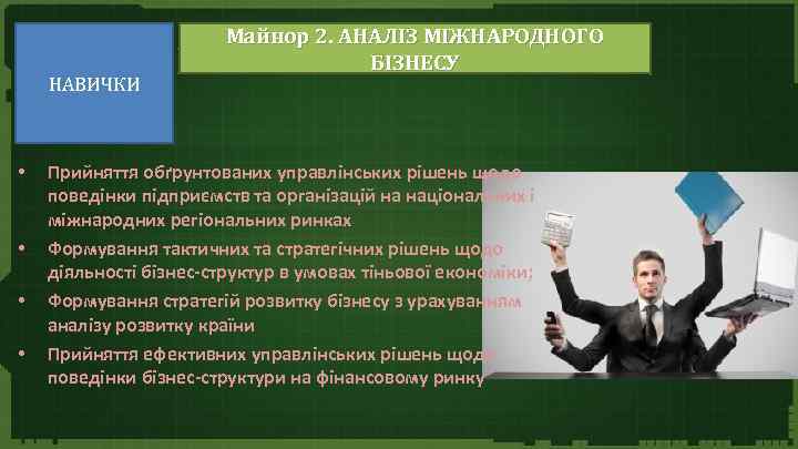 НАВИЧКИ • • Майнор 2. АНАЛІЗ МІЖНАРОДНОГО Майнор 2. Аналіз міжнародного бізнесу БІЗНЕСУ Прийняття
