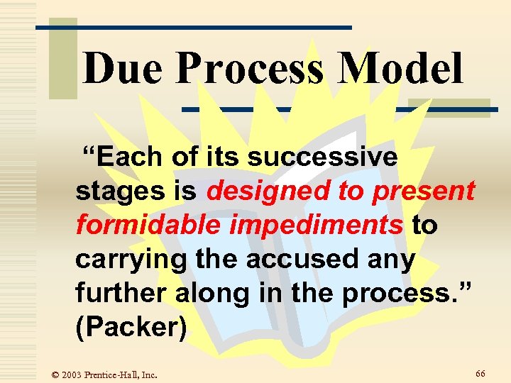Due Process Model “Each of its successive stages is designed to present formidable impediments