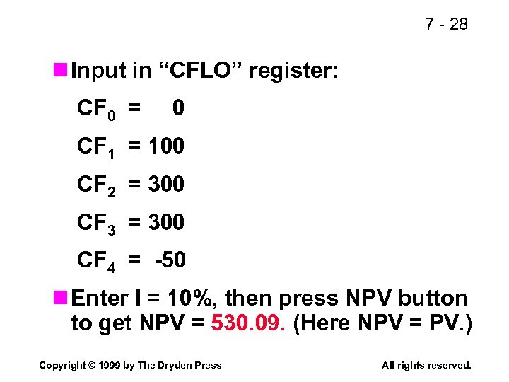 7 - 28 n Input in “CFLO” register: CF 0 = 0 CF 1