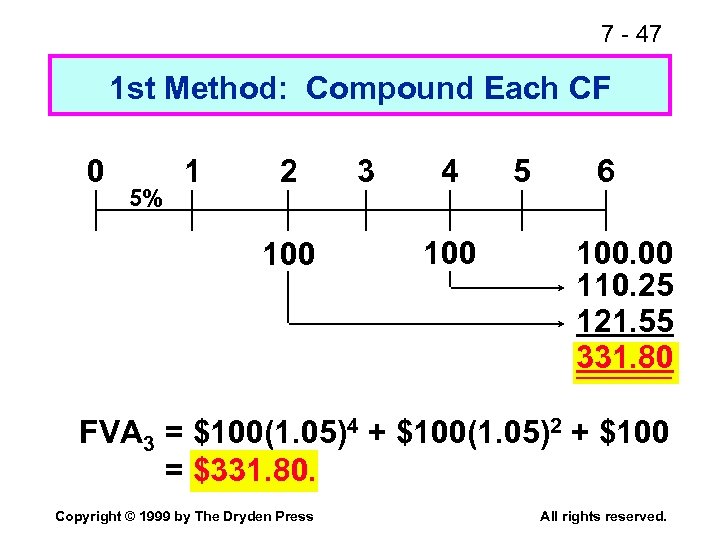 7 - 47 1 st Method: Compound Each CF 0 5% 1 2 100