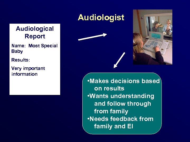 Audiologist Audiological Report Name: Most Special Baby Results: Very important information • Makes decisions