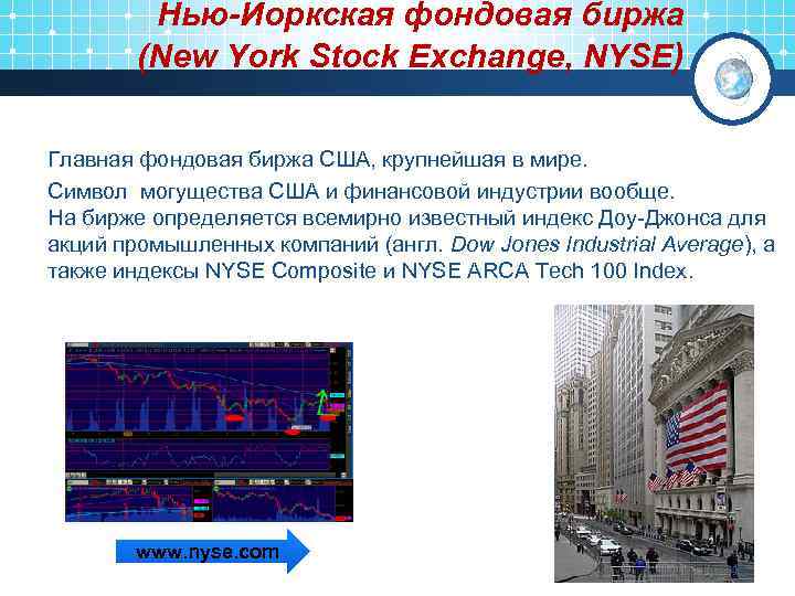 Нью-Йо ркская фо ндовая би ржа (New York Stock Exchange, NYSE) Главная фондовая биржа