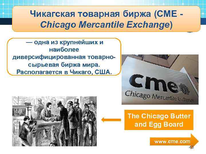 Чикагская товарная биржа (CME - Chicago Mercantile Exchange) — одна из крупнейших и наиболее