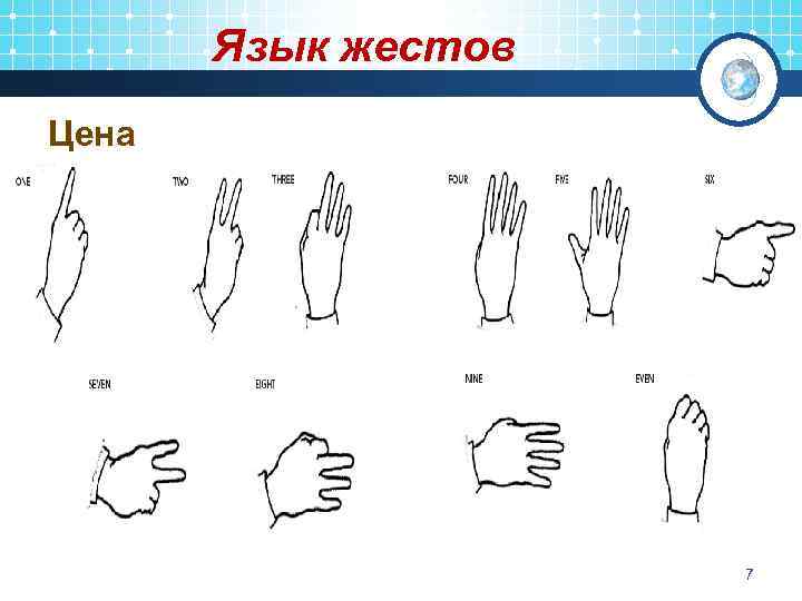 Язык жестов Цена 7 