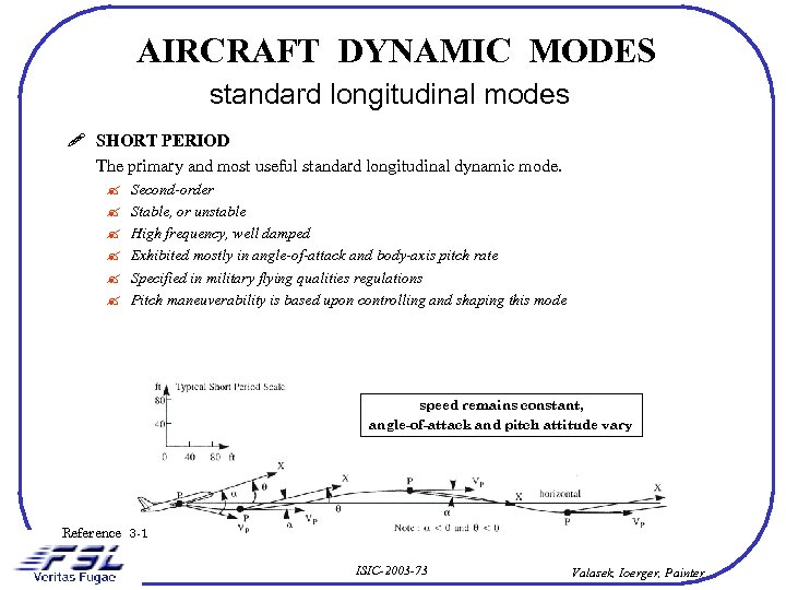 AIRCRAFT DYNAMIC MODES standard longitudinal modes ! SHORT PERIOD The primary and most useful
