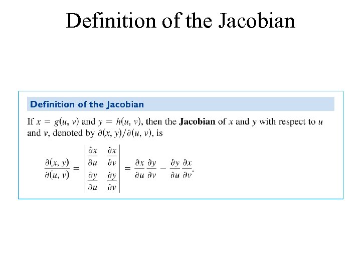 Definition of the Jacobian 