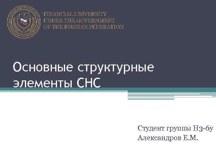 Основные структурные элементы СНС Студент группы Н 3 -6 у Александров Е. М. 