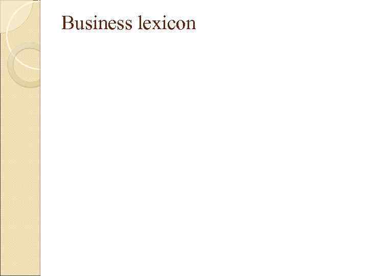 Business lexicon 