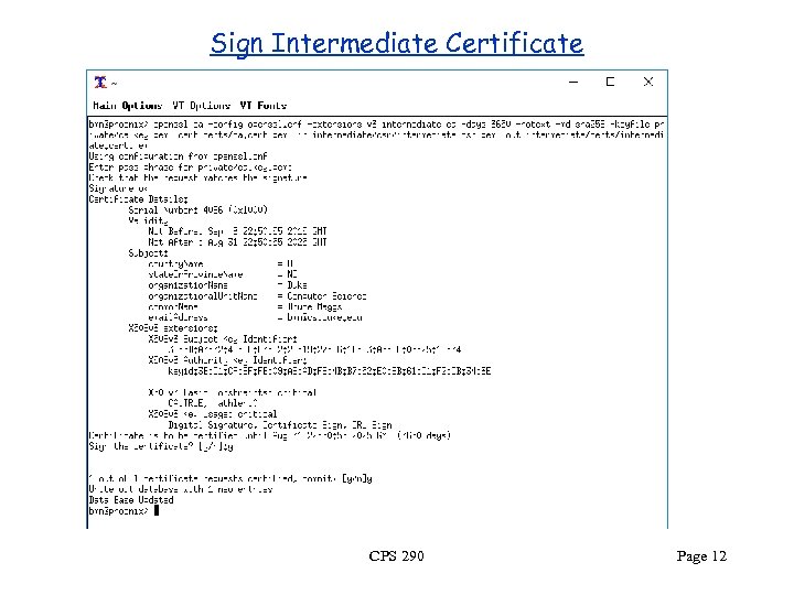 Sign Intermediate Certificate CPS 290 Page 12 