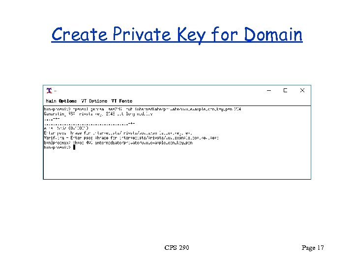 Create Private Key for Domain CPS 290 Page 17 