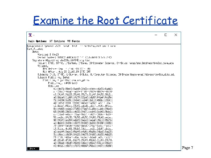 Examine the Root Certificate CPS 290 Page 7 