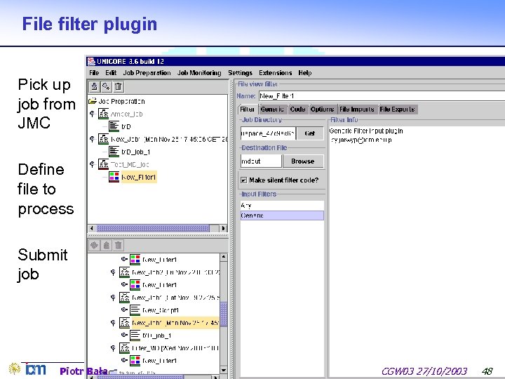 File filter plugin Pick up job from JMC Define file to process Submit job