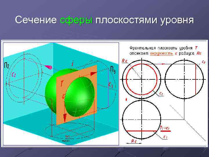 Сечение сферы плоскостями уровня 