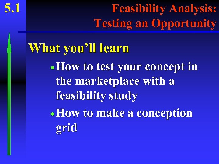 5. 1 Feasibility Analysis: Testing an Opportunity What you’ll learn · How to test