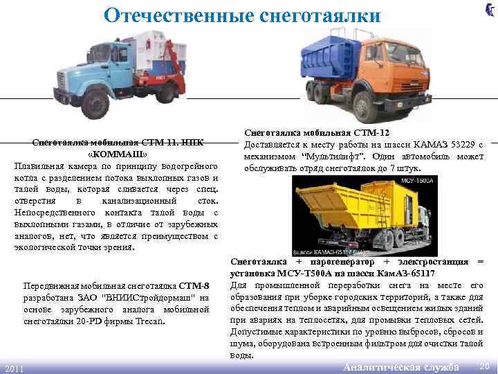 Отечественные снеготаялки Снеготаялка мобильная СТМ-11. НПК «КОММАШ» Плавильная камера по принципу водогрейного котла с