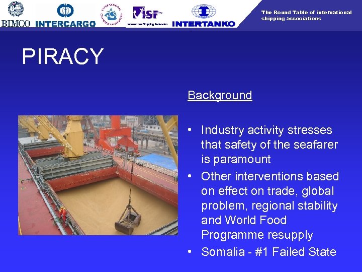 The Round Table of international shipping associations International Shipping Federation PIRACY Background • Industry