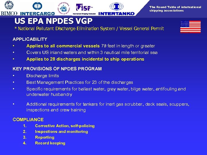 The Round Table of international shipping associations International Shipping Federation US EPA NPDES VGP