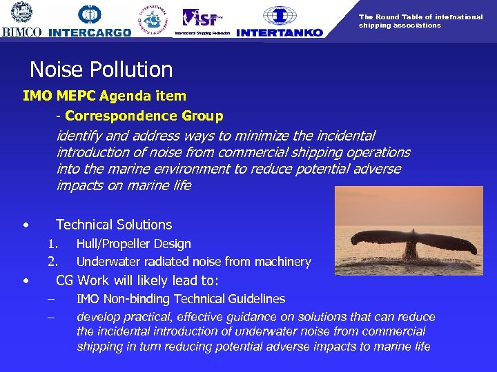 The Round Table of international shipping associations International Shipping Federation Noise Pollution IMO MEPC