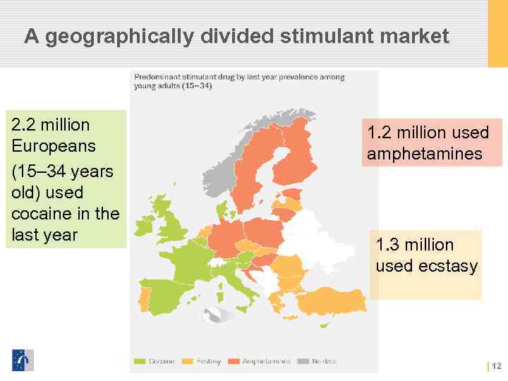 A geographically divided stimulant market 2. 2 million Europeans (15– 34 years old) used