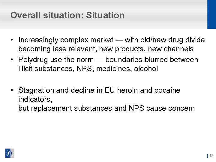 Overall situation: Situation • Increasingly complex market — with old/new drug divide becoming less