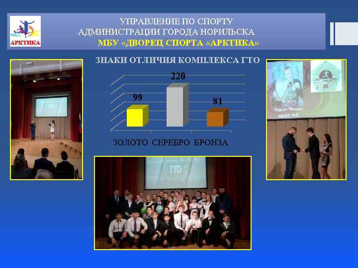 АРКТИКА УПРАВЛЕНИЕ ПО СПОРТУ АДМИНИСТРАЦИИ ГОРОДА НОРИЛЬСКА МБУ «ДВОРЕЦ СПОРТА «АРКТИКА» ЗНАКИ ОТЛИЧИЯ КОМПЛЕКСА