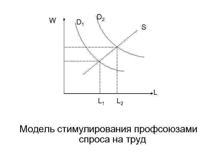 W D 1 D 2 S L L 1 L 2 Модель стимулирования профсоюзами