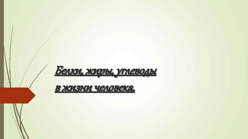 Белки, жиры, углеводы в жизни человека. 