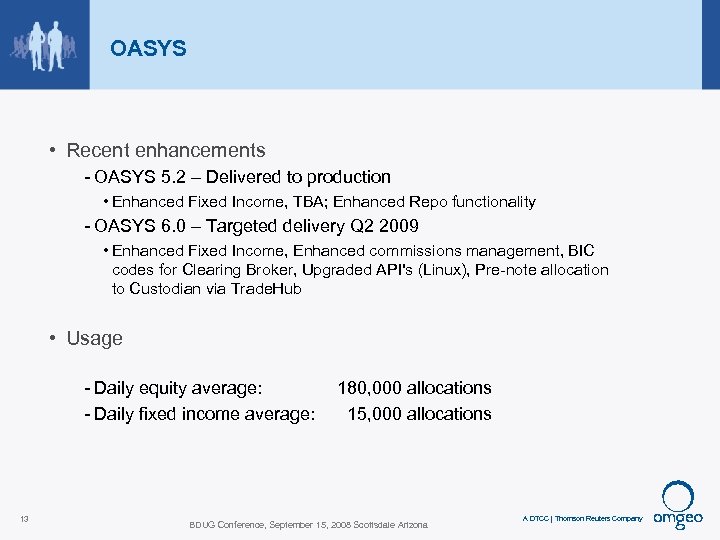 OASYS • Recent enhancements - OASYS 5. 2 – Delivered to production • Enhanced