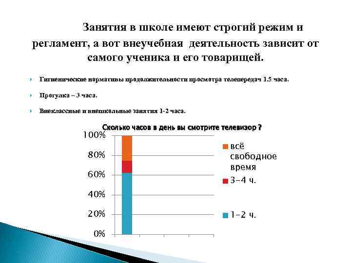 Занятия в школе имеют строгий режим и регламент, а вот внеучебная деятельность зависит от