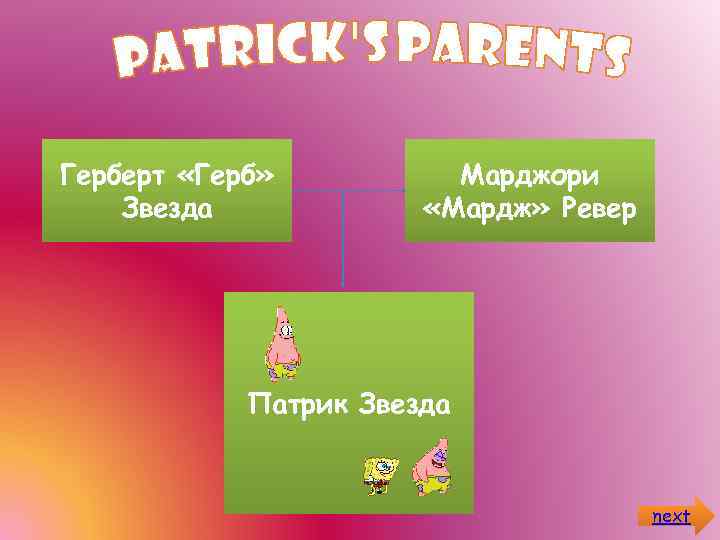 Герберт «Герб» Звезда Марджори «Мардж» Ревер Патрик Звезда next 