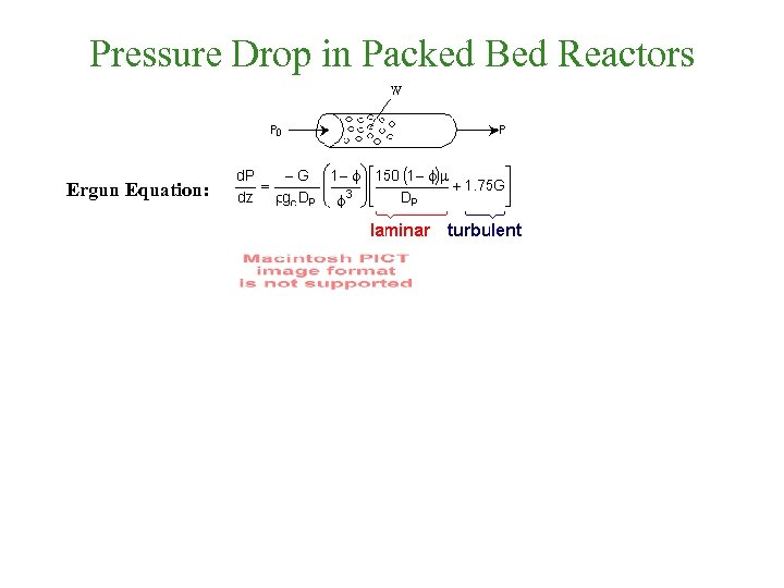Pressure Drop in Packed Bed Reactors Ergun Equation: 