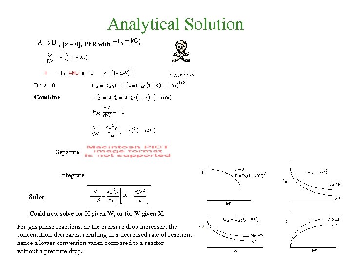 Analytical Solution Separate Integrate For gas phase reactions, as the pressure drop increases, the
