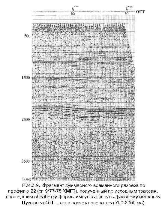 Рис. 3. 9. Фрагмент суммарного временного разреза по профилю 22 (сп 9/77 -78 ХМГТ),