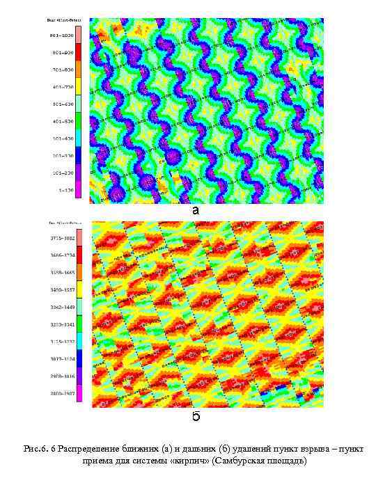 Рис. 6. 6 Распределение ближних (а) и дальних (б) удалений пункт взрыва – пункт