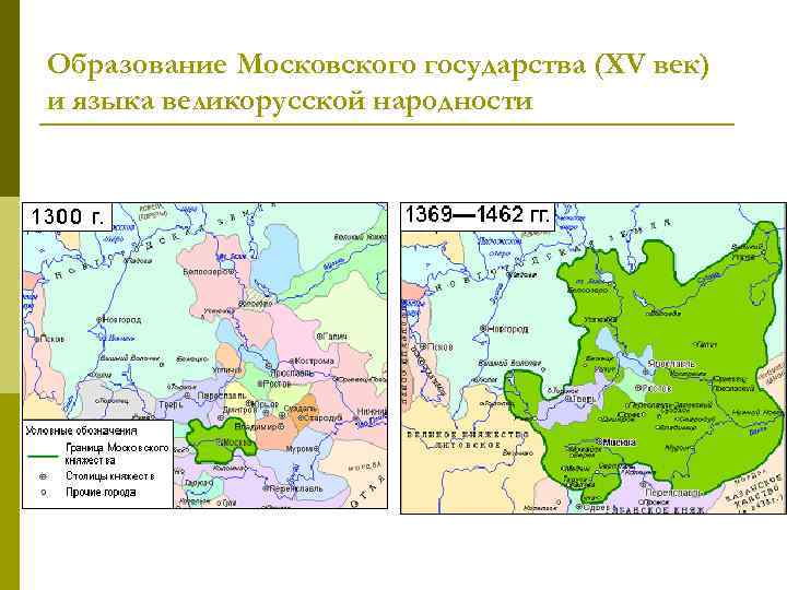 Образование Московского государства (XV век) и языка великорусской народности 