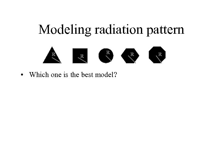Modeling radiation pattern R R R • Which one is the best model? R