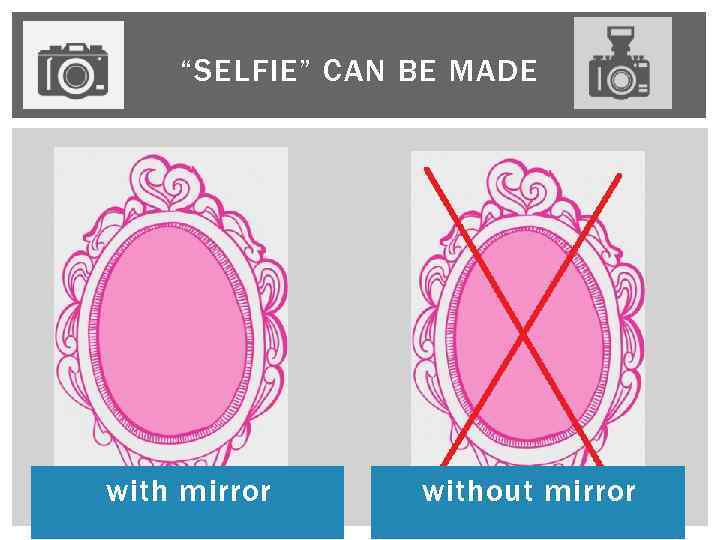 “SELFIE” CAN BE MADE with mirror without mirror 