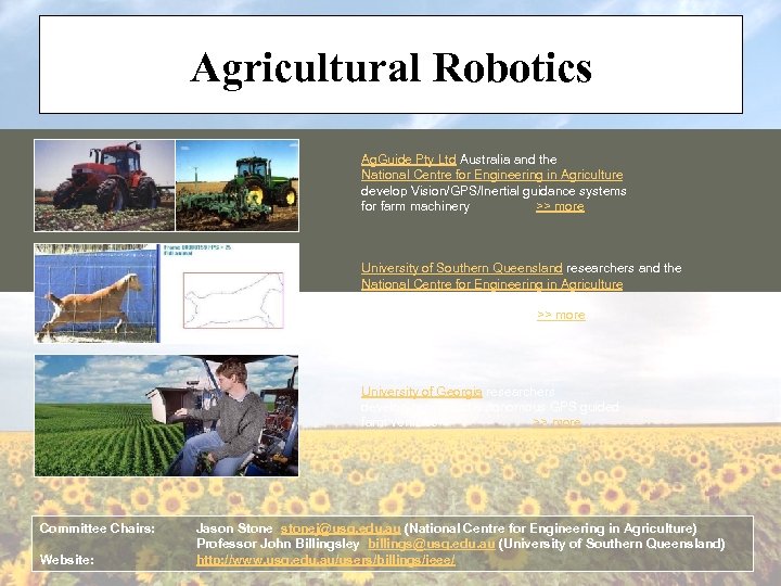 Agricultural Robotics Ag. Guide Pty Ltd Australia and the National Centre for Engineering in