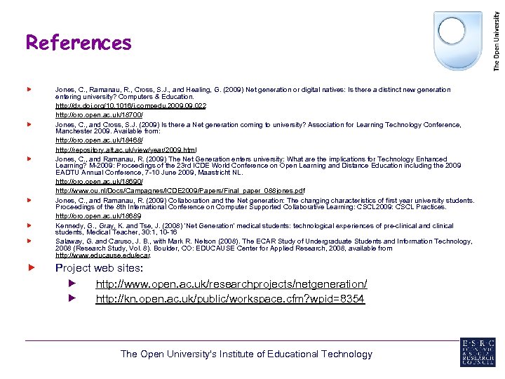 References Jones, C. , Ramanau, R. , Cross, S. J. , and Healing, G.